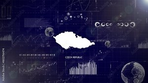 Czech Republic Country Corporate Background With Abstract Elements Of Data analysis charts I Showcasing Data analysis technological Video with globe,Growth,Graphs,Statistic Data of Czechia Country