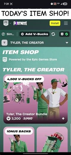 Here is today's Fortnite Item Shop! #fortnite #itemshop #fortniteitemshop #tylerthecreator #thesimpsons
