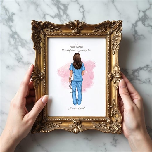 Personalized Nurse Wall Art, Thank You Gift, Custom Healthcare Worker Illustration, Appreciation Print, DIGITAL - Etsy