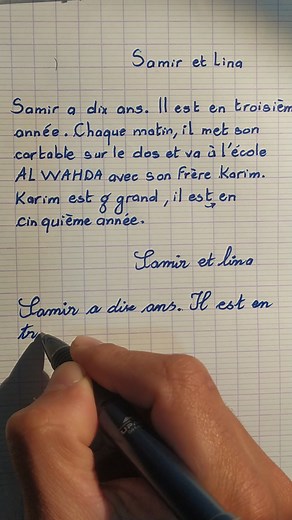 3.5K views · 34 reactions | Apprendre à écrire en script et en cursive un petit texte. SAMIR ET LINA. | Lighthouse-of-learner منارة المتعلم | Facebook