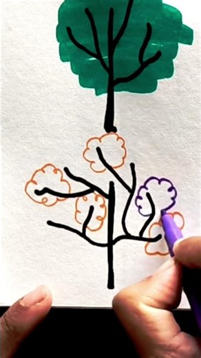 easy drawing tree 4 ways!! #tree #easy #simple #green #begginer #short