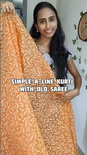 A-line kurti with Old Saree#fashion #reuseoldsaree #outfitfromsaree #outfitfromscratch #ytshorts