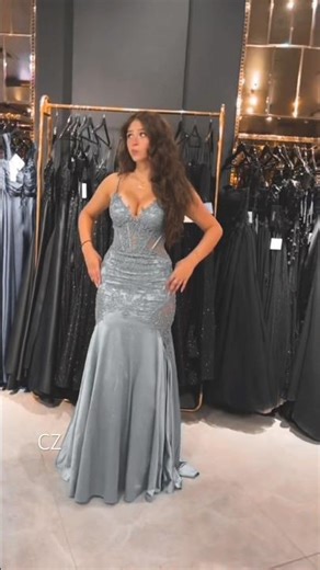 Christel Azizi in Princess Grey Dress #prom #dress #promdresses #fashion