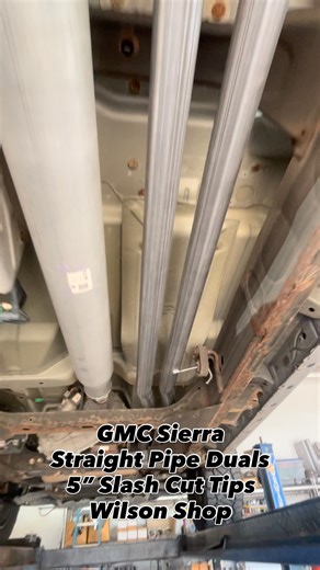 2K views · 12 reactions | We did Cat Back Straight Pipe Duals W/ 5” Slash Cut Tips on the GMC Sierra at our Wilson Shop yesterday.. #henrysmufflershop #customexhaust #mufflershop #coldstart #straightpipes #exhaust | Henry's Muffler Shops | Facebook