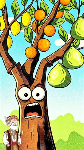 🌳How does this tree produce three different types of fruit? 🍎#shorts#funny#hot
