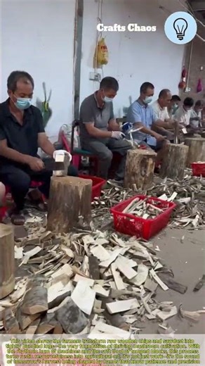 Bundling process of wooden blocks for mushroom cultivation substrate: The daily work of rural life