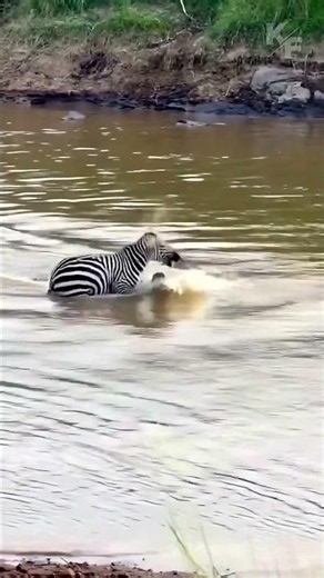 Zebra's Incredible Escape from Crocodile Attack #survival #wildlife #crocodile