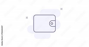 wallet 2d animated outline icon. wallet line icon 4k video motion design graphics for web, mobile and ui design.