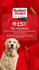 Protect your furry family members with Budget Direct Pet Insurance. Get 15%^ off your first year's premium online! | Budget Direct | Facebook