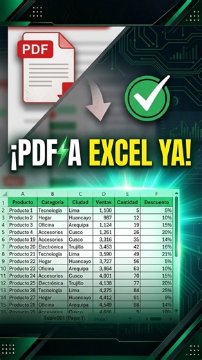 Este truco convierte cualquier PDF a Excel al instante😱 #excel #shorts # #enriquexls