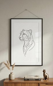 Cheetah Line Art Print | Minimalist African Wildlife Wall Art (digital Download) - Etsy