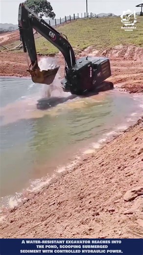 Excavator Water-Resistant - Dredging Pond Sediment with Controlled Hydraulic Power