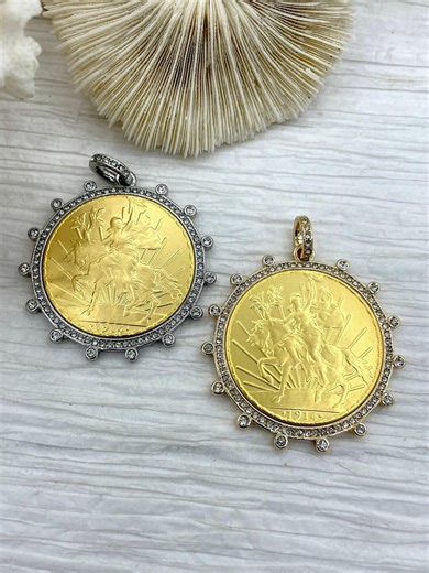 Reproduction Peso Coin Pendant, Mexican Coin, Horse Pendant, Equestrian Pendant, Equestrian Coin Bezel W/cubic Zirconia. Fast Ship - Etsy