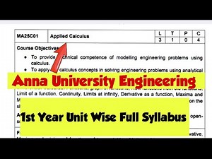 Anna University Engineering New syllabus 2025|Unit wise full syllabus for 1st semester examination|