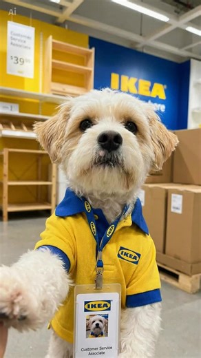 Berry Cavapoo 🐶 on Instagram: "I asked AI where my pet works ➡️ Customer Service Associate . : #ikea #petworks #cavapoo #jobs"