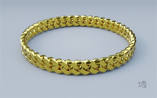 Blender珠宝3D建模主题教学067：古巴链/Blender Jewelry Design & 3D Modeling Tutorial 067