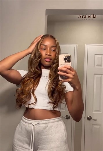 Brown Ombre Highlights Loose Body Wave Wig