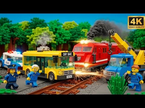 LEGO City Bus Breakdown on Train Tracks! 🚌🚂