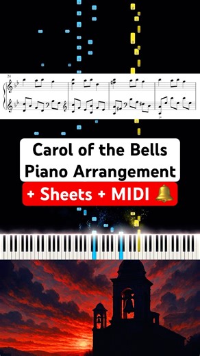How to Play Carol of the Bells (Shchedryk) 🔔🎹 - Piano Tutorial Version + Sheets / MIDI