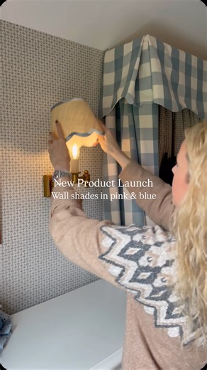 @posieandpenn on Instagram: "I’m so excited to share these new products with you. These beautiful wall shades will complete your perfect nursery design. In the Posie & Penn blue and pink, to match the beds. Perfectly adorned on @jimlawrencemade wall lights and showing off @chelseatextiles wallpaper. Now available online #nurserydecor #newproducts #bedroommakeover"