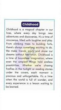 🔴 Essay On My Childhood | My Childhood Essay | Childhood Essay | My Childhood Essay In English