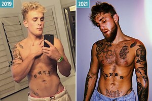 Jake Paul shows off two-year body transformation from slim actor to ripped boxer