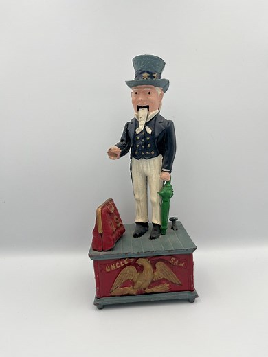 Vintage Uncle Sam Cast Iron Mechanical Coin Bank W/ Plug - Etsy