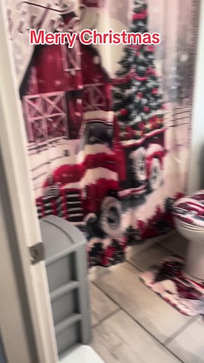 Farmhouse Country Christmas Themed Shower Curtain Set with 12 Hooks, 4 Counts/set Including Shower Curtain & U-shape Mat & Non-slip Mat & Toilet Lid Cover, Bathroom Decor Supplies@ModaDeco @moda deco #Modadeco #BathroomShowerCurtain #BathroomShowerSet #Bathroom #Cute #ChristmasBathroom #BathroomChristmas #ChristmasShowerCurtain #TikTokShopBlackFriday #TikTokShopCyberMonday #FallDealsForYou #TikTokShopHolidayHaul #TreasureFinds #TTSBeautyBesties #POP4LIVE #SuperBrandDay