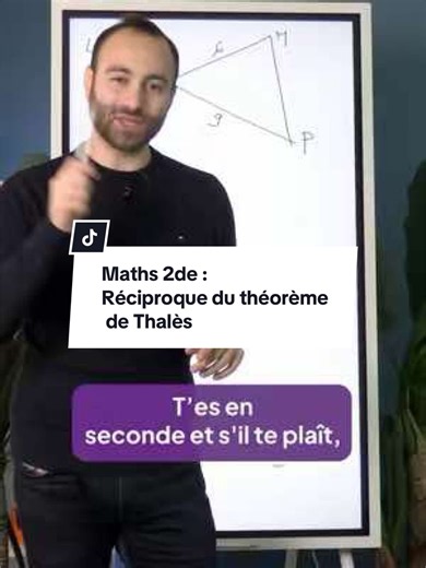 ▶ Toi aussi, tu veux réussir en maths Seconde, obtenir de meilleures notes et cartonner à tes contrôles et à tes interros ? Alors cette vidéo est pour toi ! ✒ Tu es en Seconde et s’il te plaît, maintenant, ne te trompe pas sur la rédaction de la réciproque du théorème de Thalès ! Mais comment on fait ? Regarde, c’est super simple, dans cette vidéo, @lucasmaths4t’explique comment bien rédiger la réciproque du théorème de Thalès, sans te tromper ! 👉 Au programme : • Précise les triangles dans les
