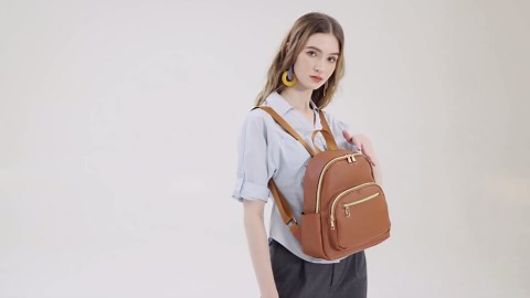 Mini Backpack Purse for Women PU Leather Small Backpack Fashion Multi Pockets Casual Daypacks Ladies Travel Shoulder Bags Haze blue