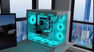 KEDIERS PC CASE ATX 9 PWM ARGB Fans Pre-Installed, Mid-Tower Gaming PC Case, Panoramic Tempered Glass Computer Case with Type-C,360mm Radiator Support