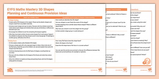 EYFS Maths Mastery 3D Shapes Planning and Continuous Provision Ideas