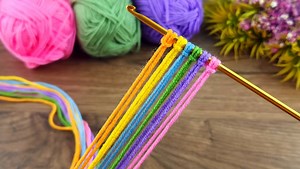 Amazing ! Would you look at what I made with these colorful threads? I made this for you. let's watch #crochet #knitting #diy | Fashion World