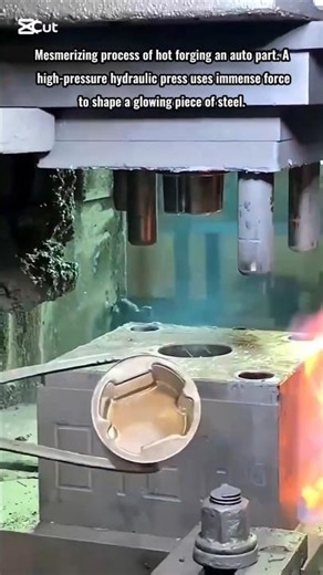 Red Hot Steel Forging: Watching an Auto Part Get PUNCHED into Shape. #metal #car #automobile #how