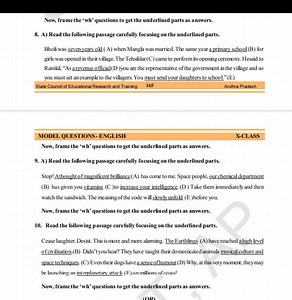 Now, frame the 'wh' questions to get the underlined parts as an... | Filo