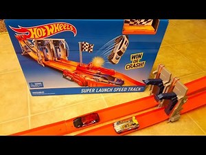 Hot Wheels Super Launch Speed Track Playset with Car Booster and Finish Line Launcher