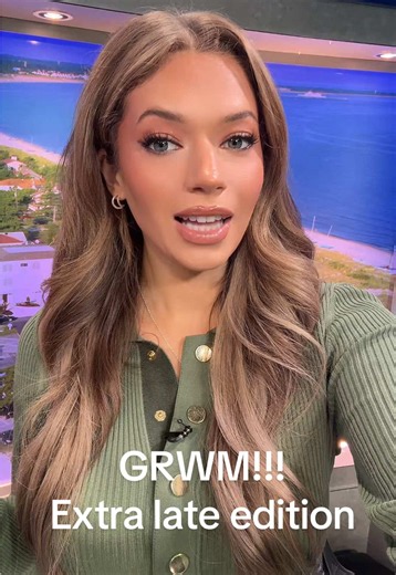 GRWM except we are running extra late and all of my co workers are making fun of eachother #newsanchor #grwm #makeup #hairroutine #makeuptok #hairtok #makeuptutorial #hairtutorial #newsbloopers #makeuptransition
