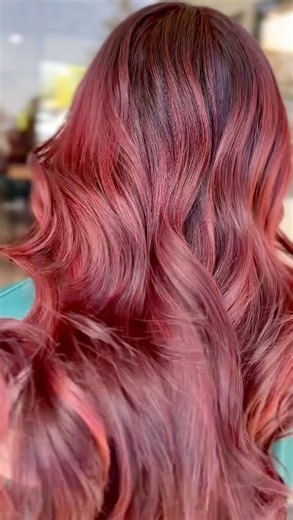 2.1K views · 86 reactions |  CHERRY CURRANT  @thatstylisterica created a STUNNER with this blend using PRAVANA ChromaSilk 4MR with 20 vol for base between foils & PRAVANA ChromaSilk 6Rr, 6M, and 5V with 10 vol on mids and ends after lifting.  #pravana #redhair #mahoganyhair #auburnhair #darkredhair #cherrycoloredhair #darkredbalayage | Pravana | Facebook