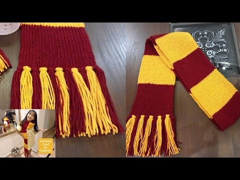 Knit Scarf Muffler for Beginners Step By Step | How to Knit Harry Potter Scarf in Gryffindor Colors