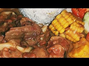 Stew Peas Jamaican Style Recipe with Salted Beef Pig's Tail and Chicken feet