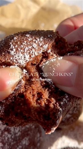 Chocolate “Munchkin”-Inspired Bites 🍫✨ My healthier spin on the classic coffee shop favorite — soft, chocolatey, and made with just a handful of simple ingredients. Recipe (makes 6): • ½ cup cottage cheese, blended until smooth • ½ cup oat flour • 1 tbsp cocoa powder • 2 tsp coconut sugar • 1 tsp maple syrup • 1 tbsp mini chocolate chips Directions: 1. Mix everything in a bowl until combined. 2. Roll into 6 balls. 3. Air-fry at 350°F for 8 minutes. 4. Serve warm, dusted with powdered sugar or p