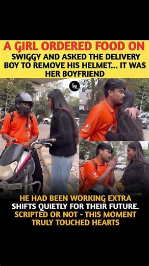 She Ordered Food... But Didn't Expect To See HER BOYFRIEND As The Delivery Guy! 😭❤️#food #shorts