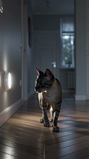 Motion-Sensor Light Jumpscares a Siamese Cat at 3AM ! 😂🐾 #cat #cute #funny #catlife #kitten #猫動画