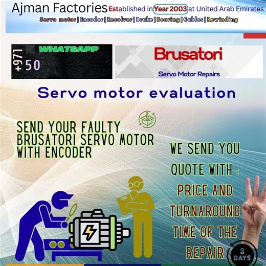 Brusatori SRL Servo motor repair in #oman #dubai #qatar #doha #bahrain Bearing Change Encoder Adjust
