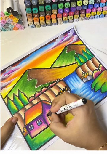 Mewarnai Pemandangan Simple dan Indah