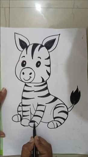 How to Draw a Zebra 🦓 Easy Cute Cartoon Animal #drawing