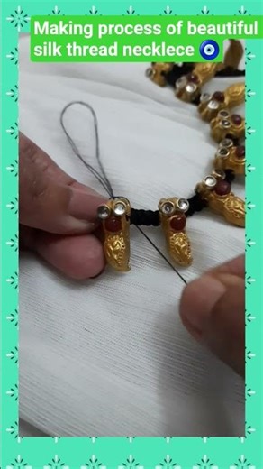 Handmade jewellery 🌟 Making process of silk thread necklece 🍃 #Handmade #diy #necklece #shortviral 🌸