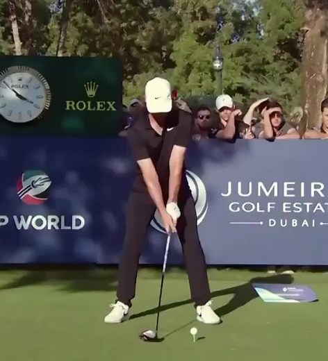 Slow Motion Caddyview of Tommy Fleetwood with Driver