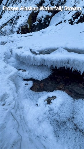 Frozen Alaskan Waterfall and Stream #frozenwater #winterwonderland #Alaskanwinter