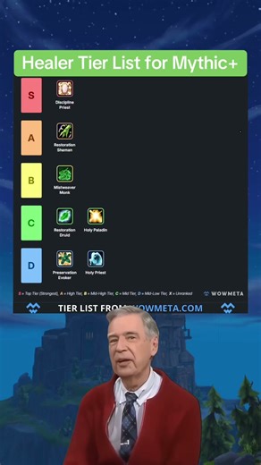 Healer Tier List for Mythic #worldofwarcraft #warcraft #mmo #mmorpg #gaming #shorts